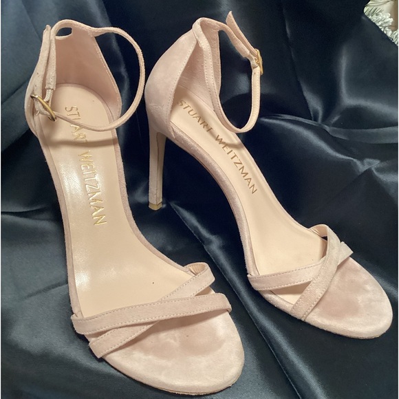 Stuart Weitzman Shoes - Stuart Weitzman “Nudest II” in Blush Pink Suede Ankle-Strap, Summer Heels 8